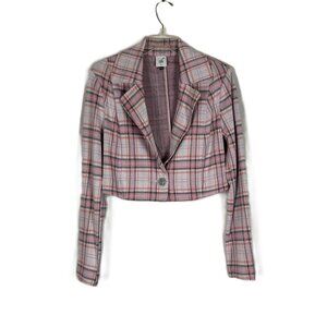 CAbi Playdate Pink Plaid Cropped Blazer Jacket M